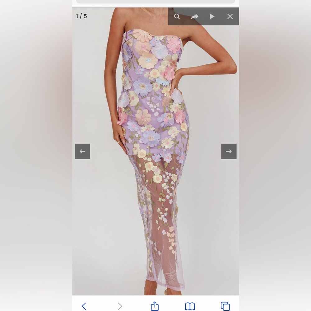 EUPHORIA DREAM EMBELLISHED MESH MAXI DRESS LILAC
